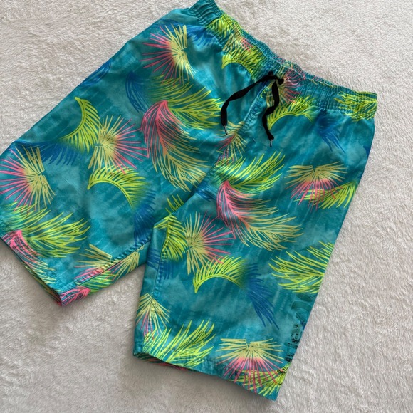 Hurley Other - Hurley Boys XL Board Shorts Tropical Palm Print Teal Swim Trunks